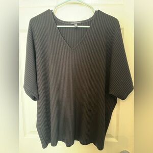 Eileen Fisher Large Black Ribbed Knit Top